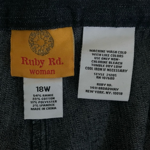 Ruby Red Dark Wash Straight Leg Blue Denim Jeans 18w - Picture 9 of 9